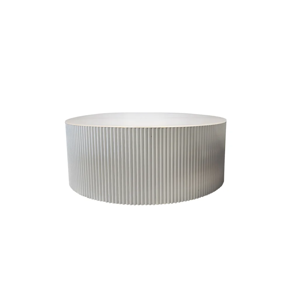 Ripple White Coffee Table - Black Marble - Furniture >