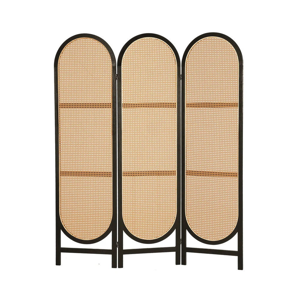 Room Divider Screen 3 Panel 151x180cm Rattan - Brown