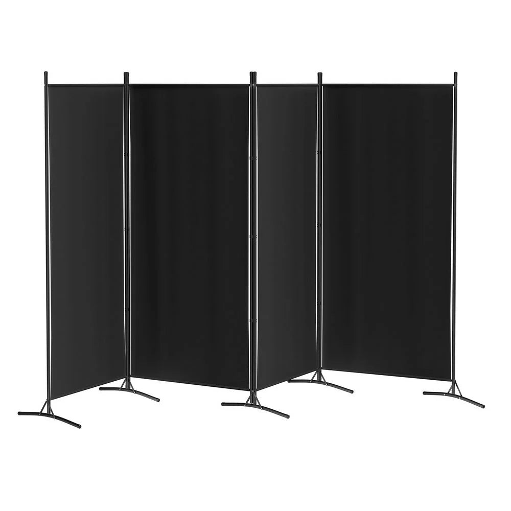 Room Divider Screen 4-Panel 345x180cm Fabric - Black