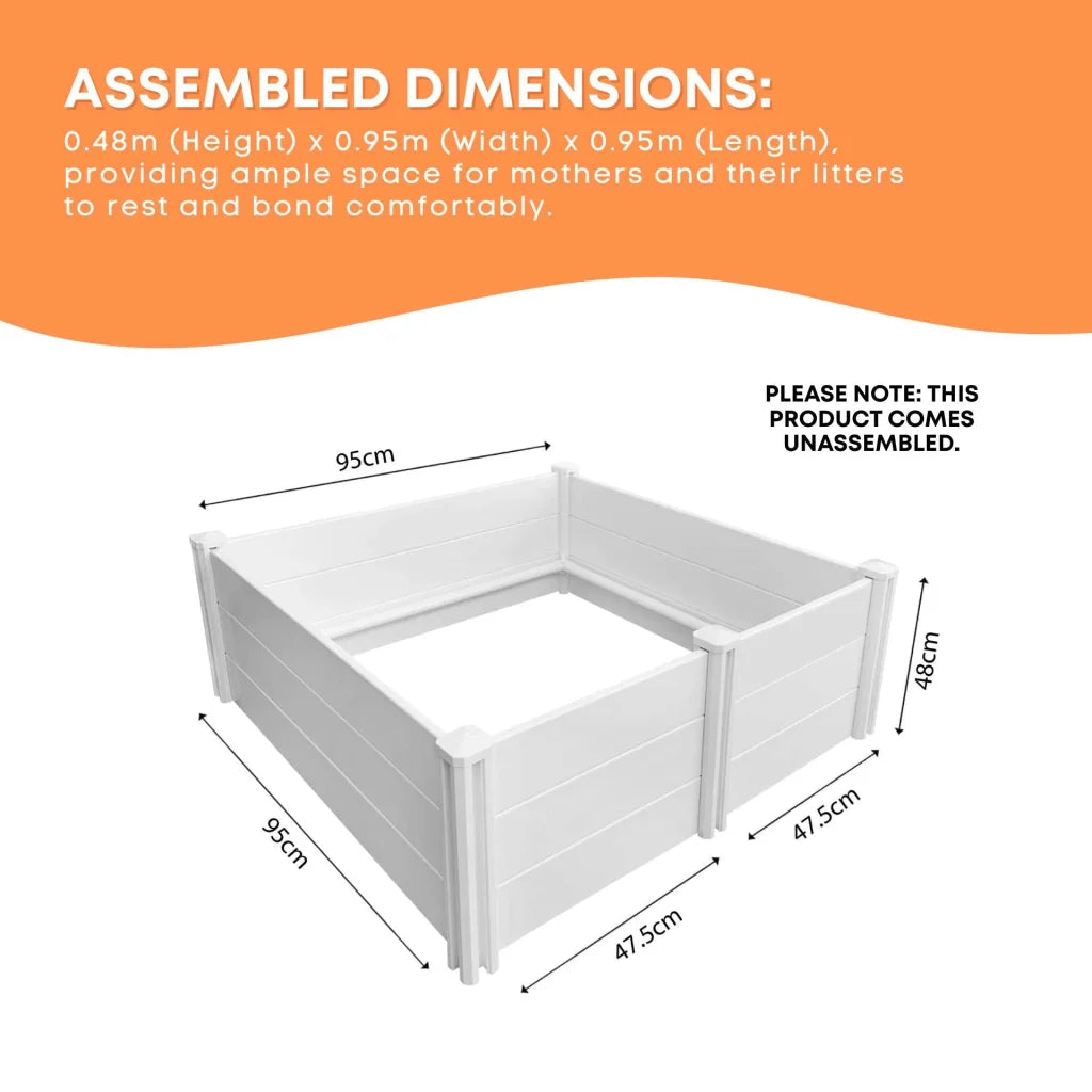 Rooster Farms Dog Whelping Box 0.95m x 0.95m x 0.48m