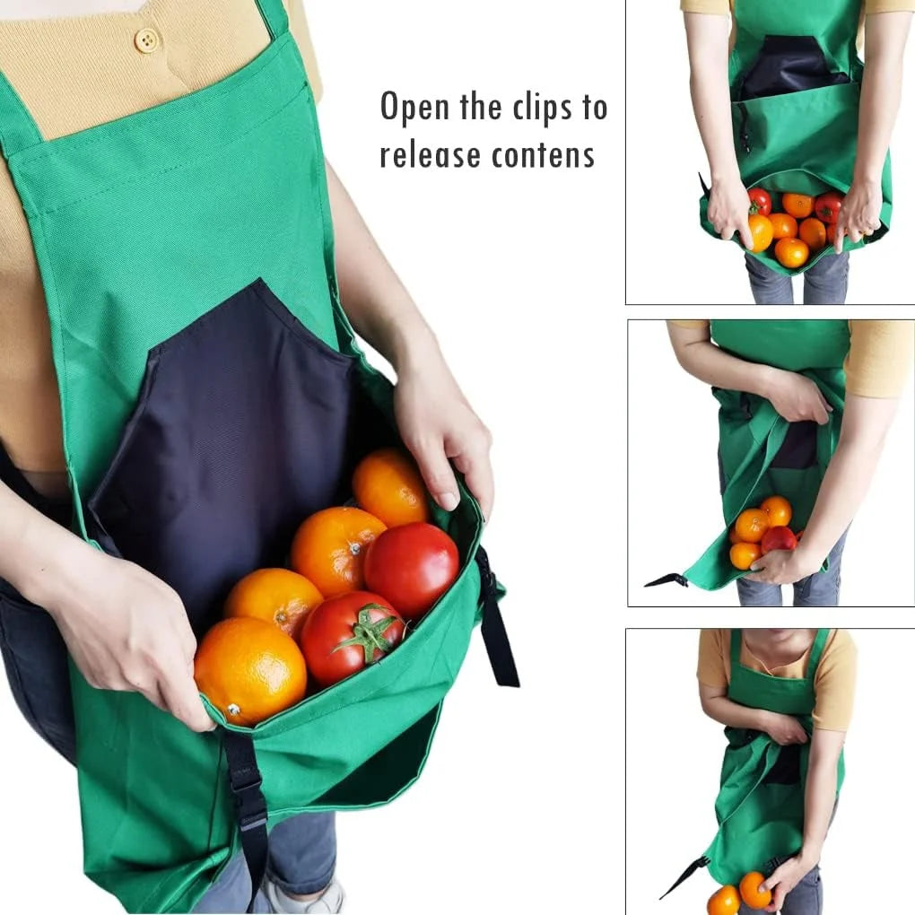 Rose Red Garden Harvesting Apron - Waterproof Oxford Cloth