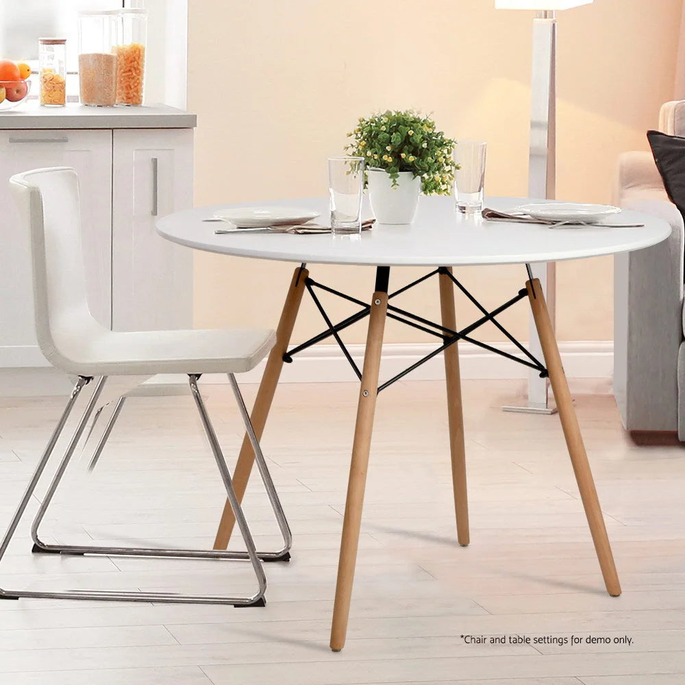 Round Dining Table 4-Seater Replica DSW Eiffel Timber White