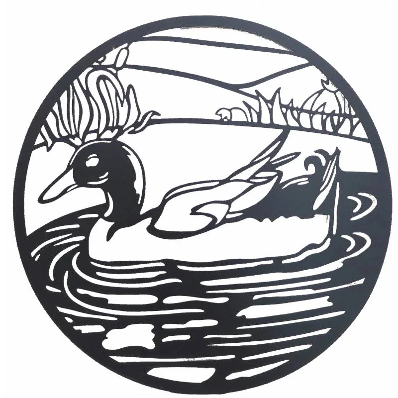Round Friendly Duck Metal Wall Art 60cm - Home & Garden >