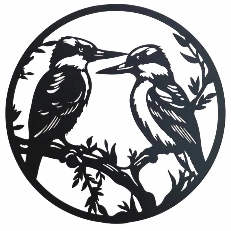 Round Happy Kookaburra Metal Wall Art 40cm - Home & Garden