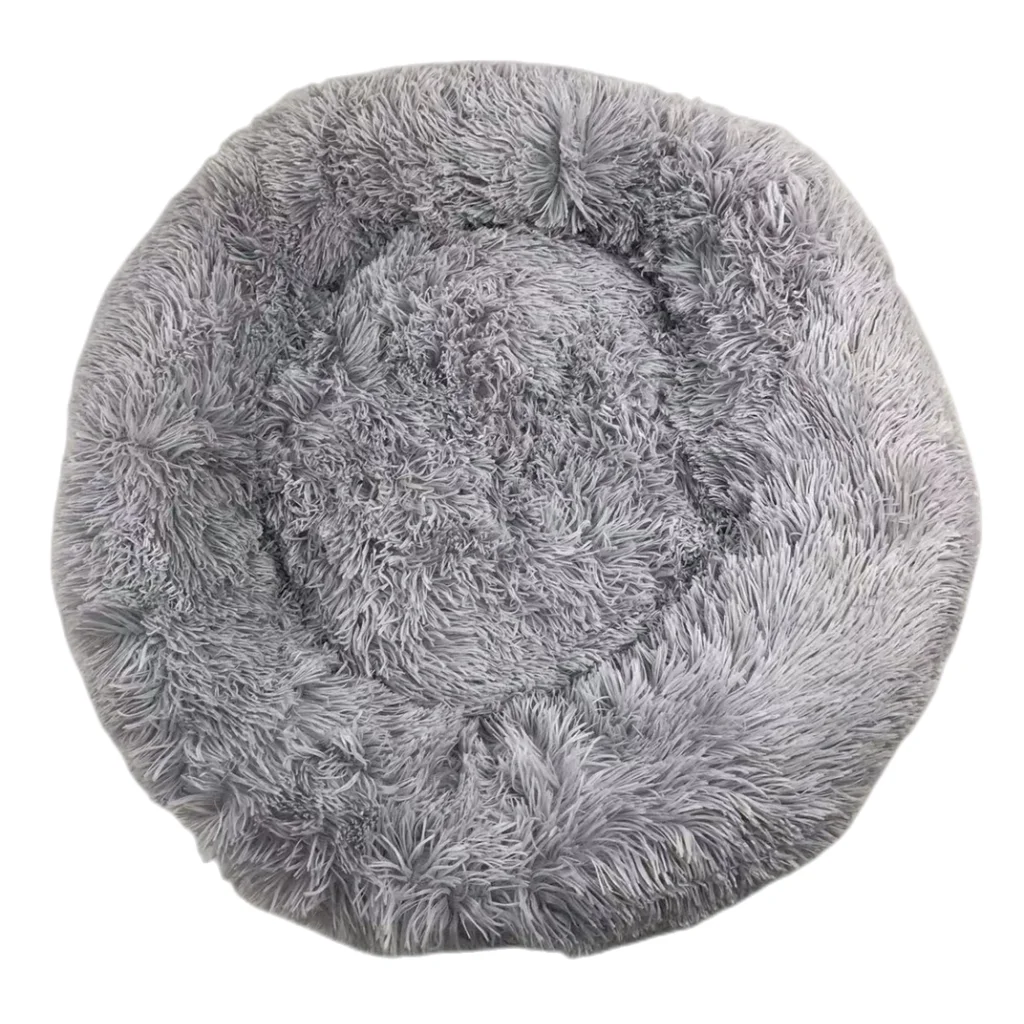 Round Plush Cat Dog Bed - Medium Comfy Puppy Bedding