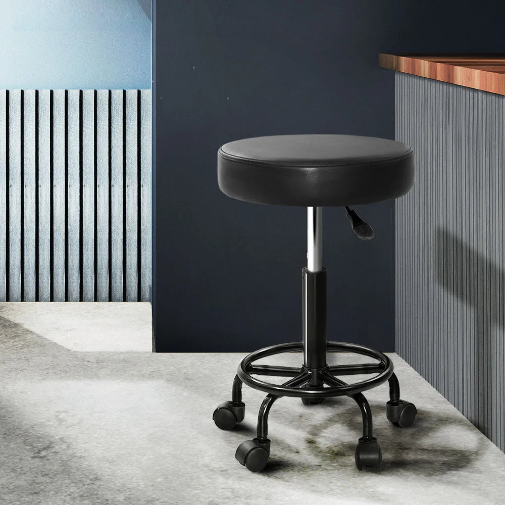 Round Salon Stool - Stools Black Swivel Barber Hair