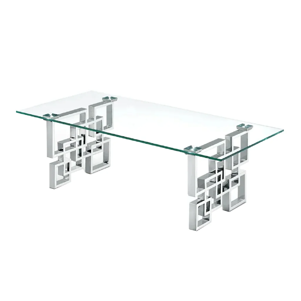 Royale Coffee Table Clear Glass with Silver Frame