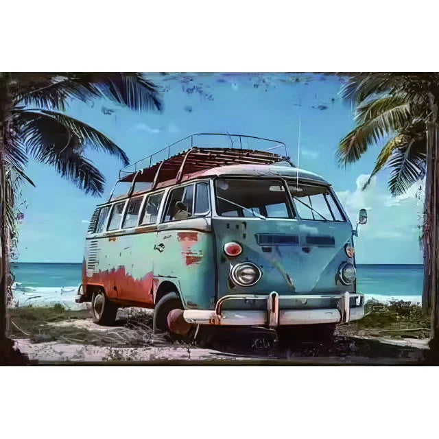 Rustic Combi Van Wall Art 30x20cm - Home & Garden > Wall