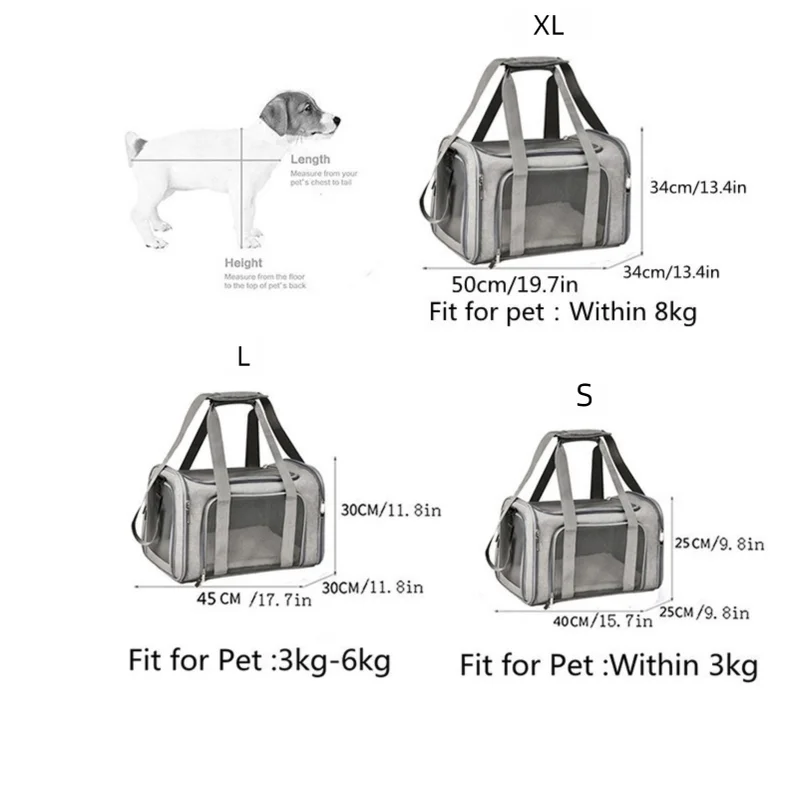 S Black Portable Foldable Pet Carrier Bag – Large Capacity