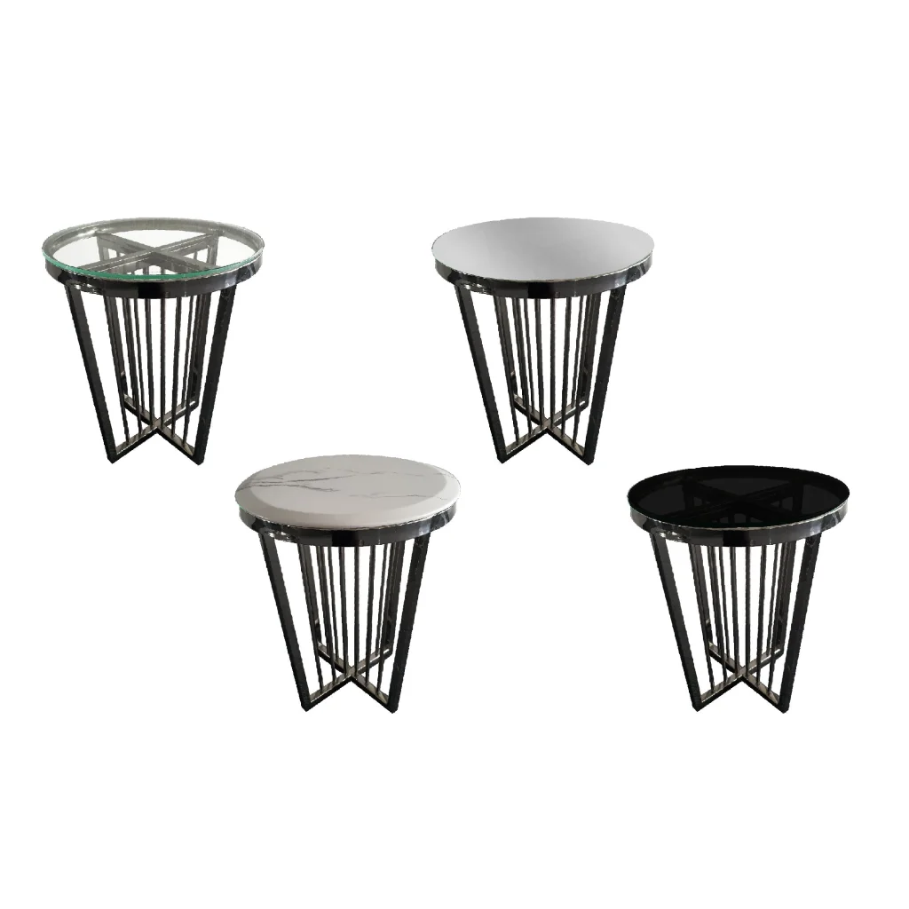 Salina Side Table 45cm Black Base - Mirror Glass - Furniture