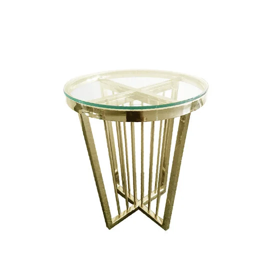 Salina Side Table 45cm Gold Base Clear Glass - Furniture