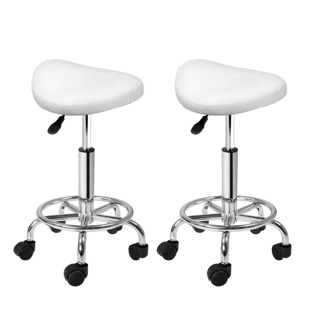 White hydraulic swivel salon stool