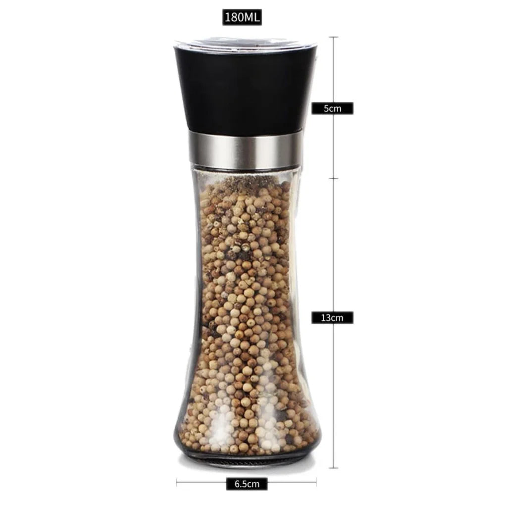 Salt or Pepper Grinder 10x 180ml Glass Adjustable Ceramic