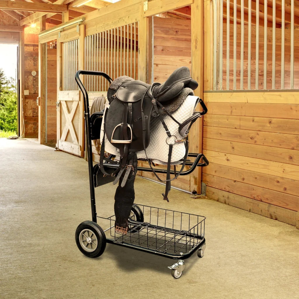 Samland Heavy Duty Two Tier Wheeled Saddle Rack - Pet Care