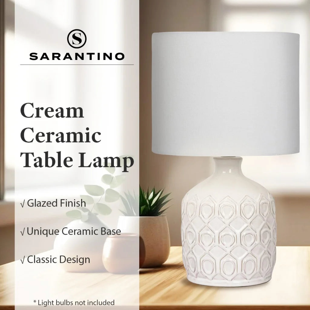 Sarantino Ceramic Table Lamp In Cream - Home & Garden >