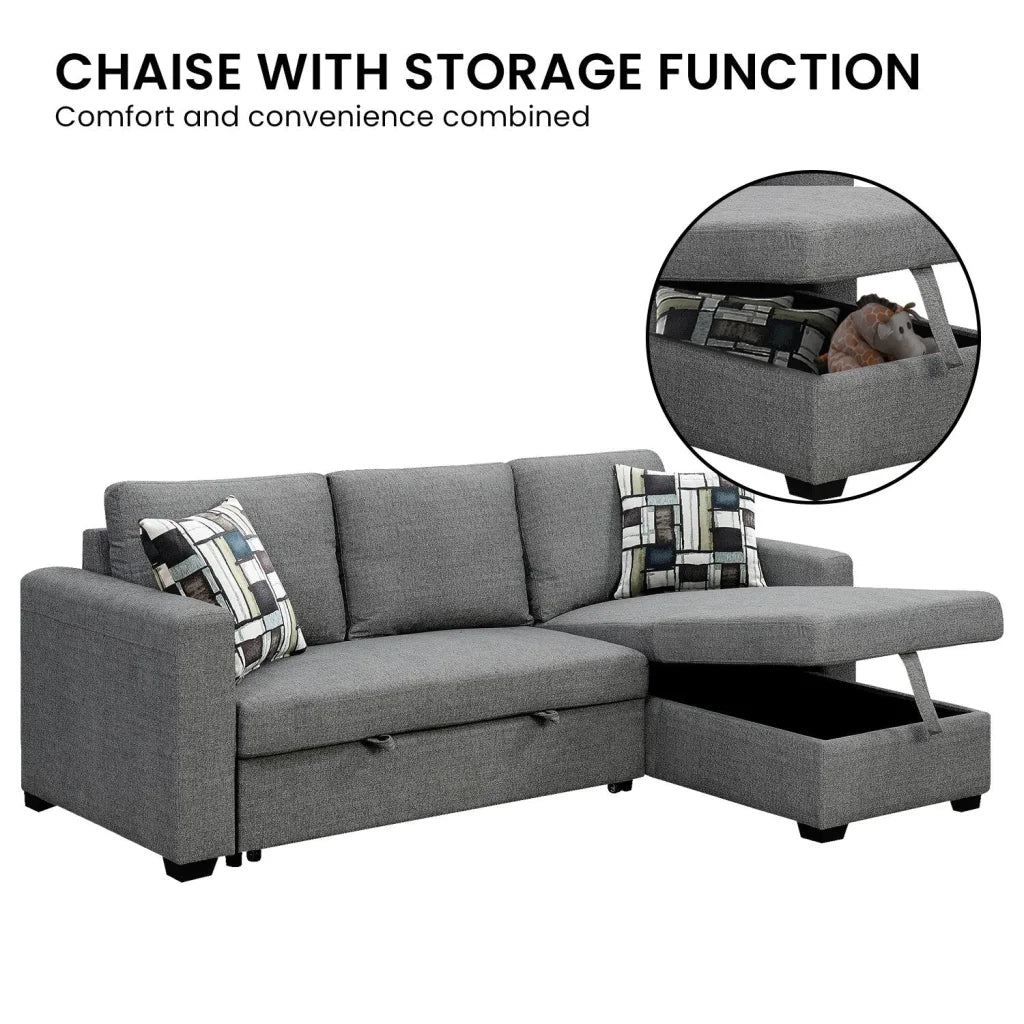 Sarantino Fontana Pullout Sofa Bed with Storage Chaise