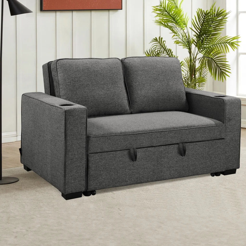 Sarantino Hoffman Linen Dark Grey Convertible Sofa Bed