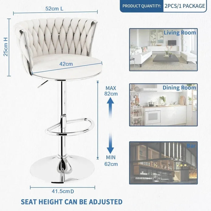 SERENITà Modern Silver Swivel Upholstered Velvet Adjustable