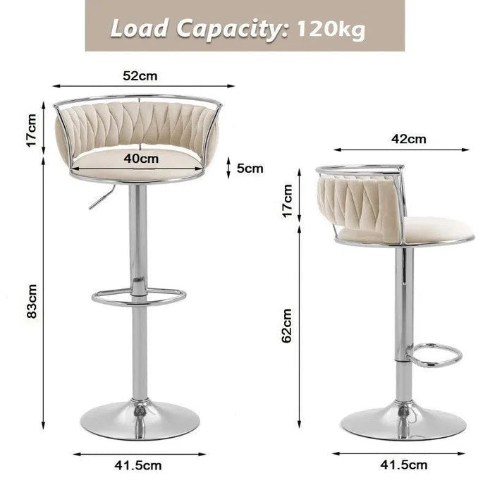 SERENITà Silver Swivel Upholstered Velvet Adjustable Height