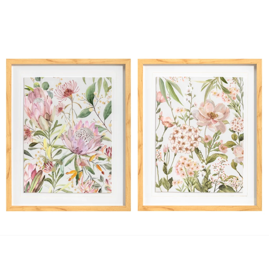 Set 2 Floral Framed Wall Art Assort 50cm - Home & Garden >