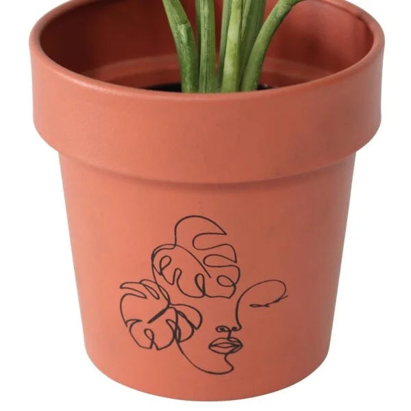 Set 2 Line Art Pot planters Assort 13cm - Home & Garden >