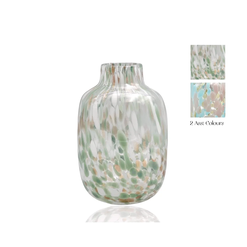 Set 2 Speckled Glass Vase 2 Assorted 17x27cm - Home &