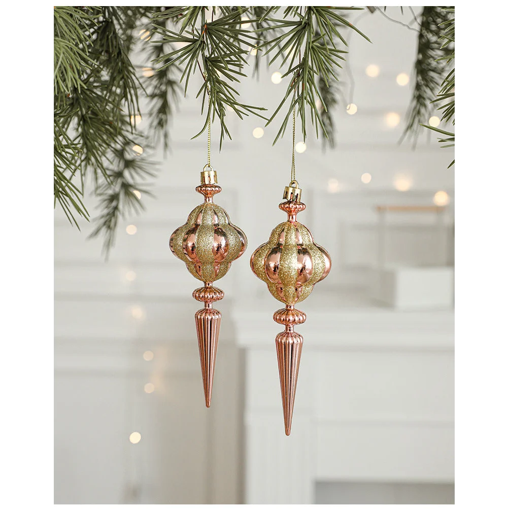 Set of 10 Christmas Ornaments -Gold & Rose Gold Holiday