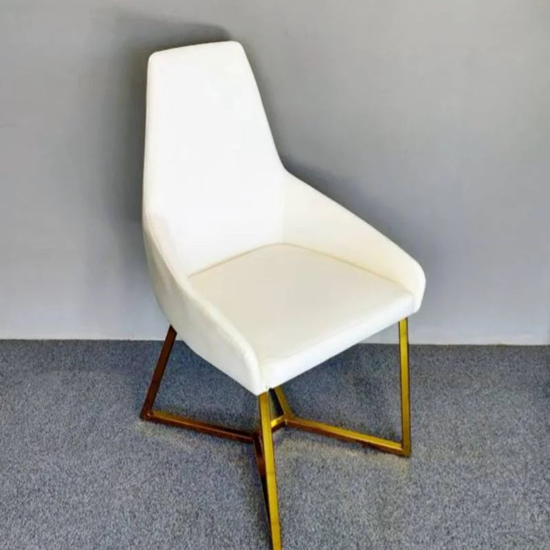 SET OF 4 Dining Chair White PVC Dining Chair Gold Criss
