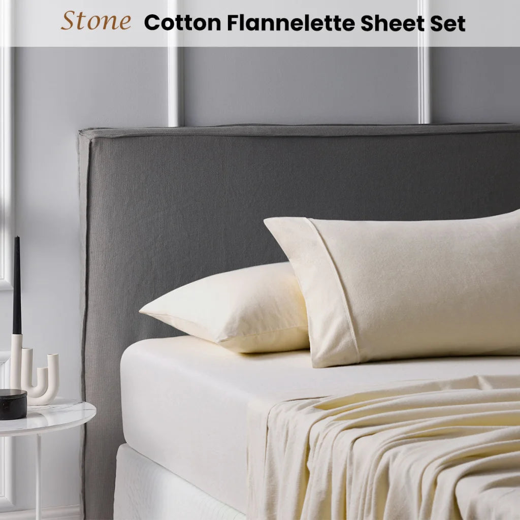 Sheet Set Accessorize Cotton Flannelette 40CM Wall - Stone