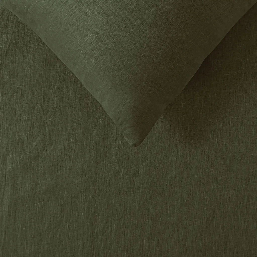 Sheet Set Vintage Design Homewares 100% Olive - Super King
