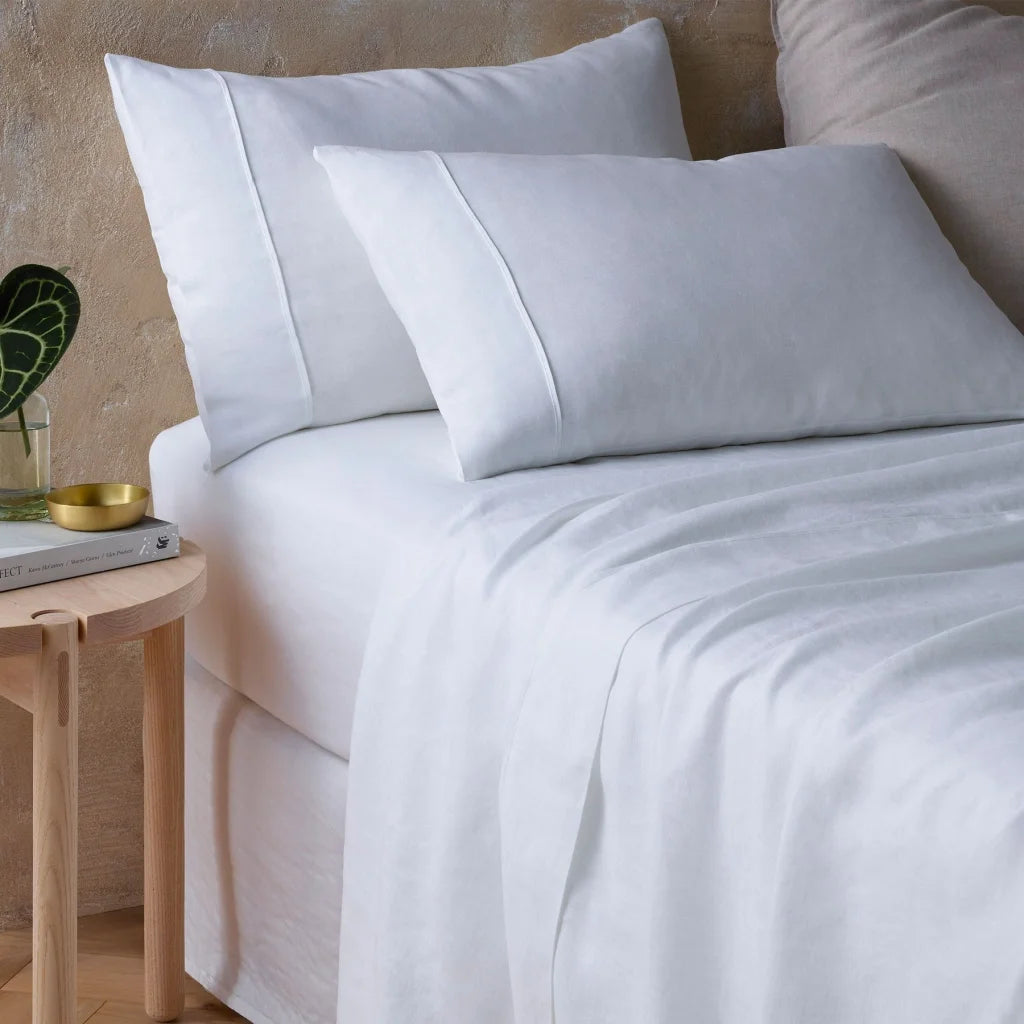 Sheet Set Vintage Design Homewares White Hemp - Queen