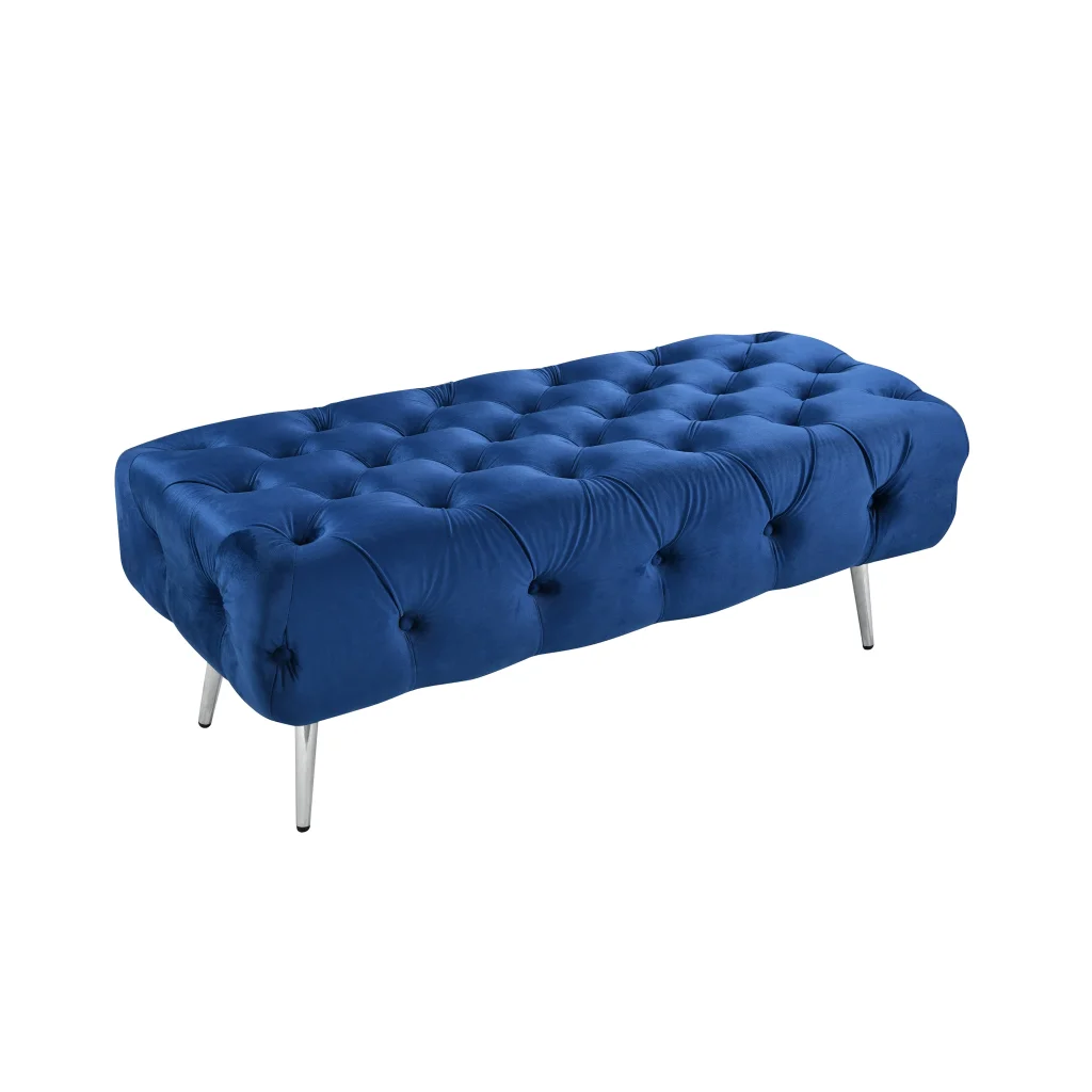 Shirley Ottoman Blue Velvet - Furniture