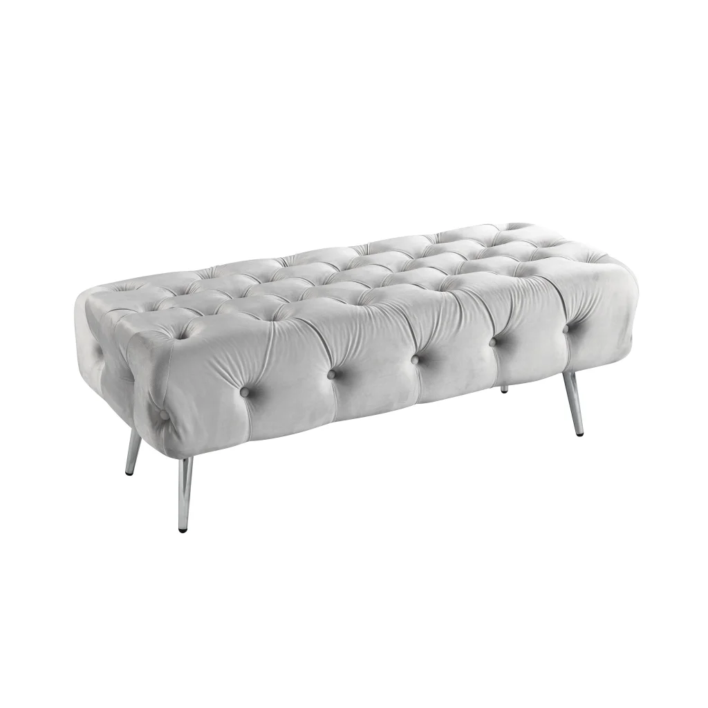 Shirley Ottoman Light Grey Velvet - Furniture