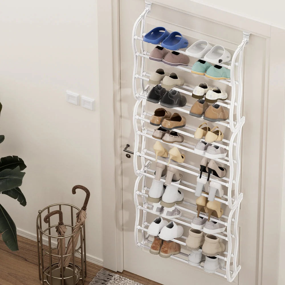 Shoe Rack 12-Tier Wall Mounted Metal Plastic Storage for 24