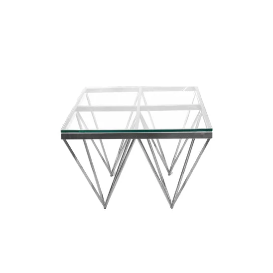 Side Table Pinnacle Silver Black Glass - Furniture