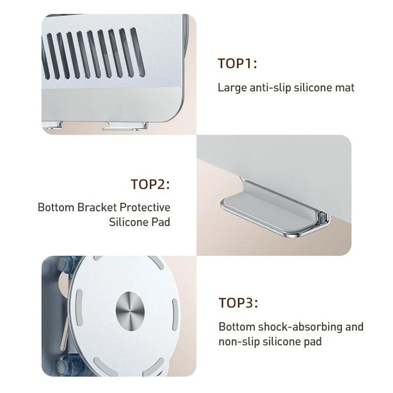 Silver Foldable Swivel Laptop Stand - Electronics >