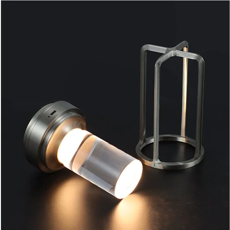 Silver Rechargeable Table Lamp - Touch Dimming 3-Color LED