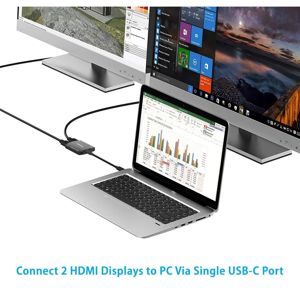 Simplecom DA330 USB-C to Dual HDMI MST Adapter 4K@60Hz