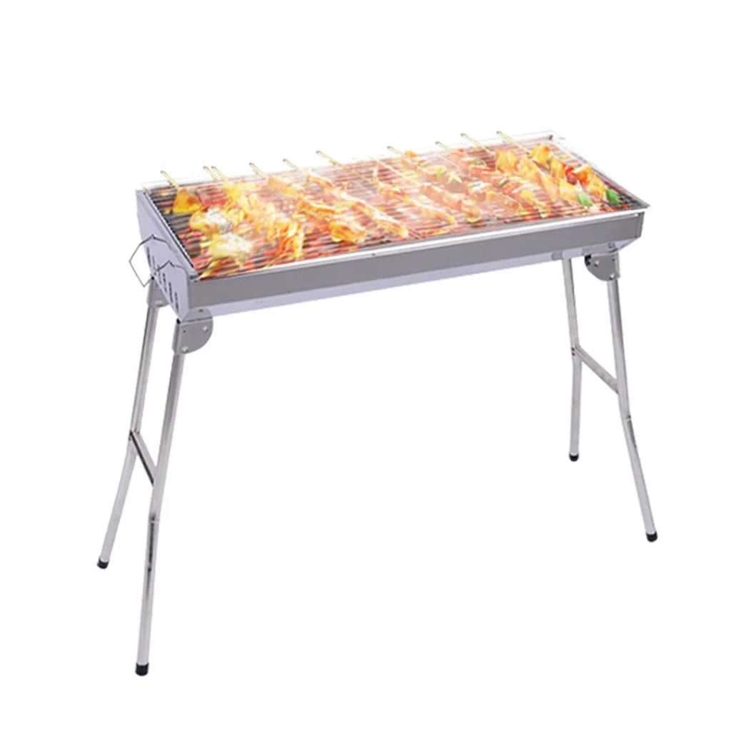 Skewers Grill Portable Stainless Steel Charcoal BBQ Outdoor 6-8 Persons - Premium