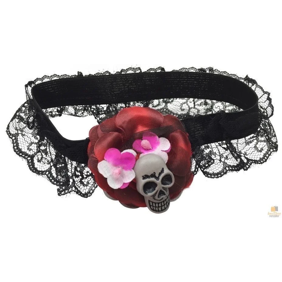 Skull & Rose Leg Garter Skeleton Halloween Costume Party