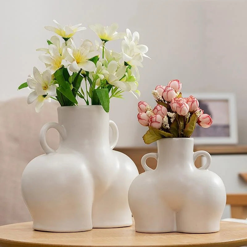 Small Bright Pink Ceramic Flower Vase for Home Decor - Home