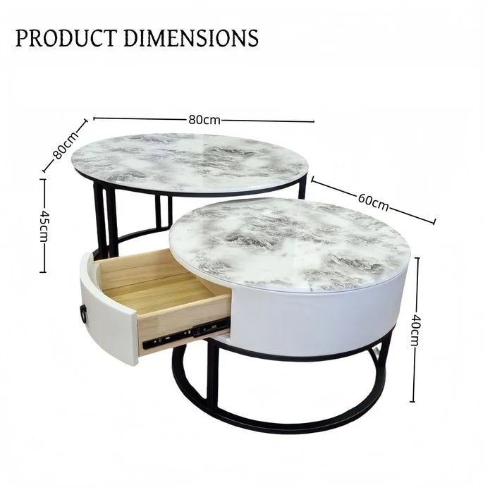 Marble snowy mountain faux with component details and storage context