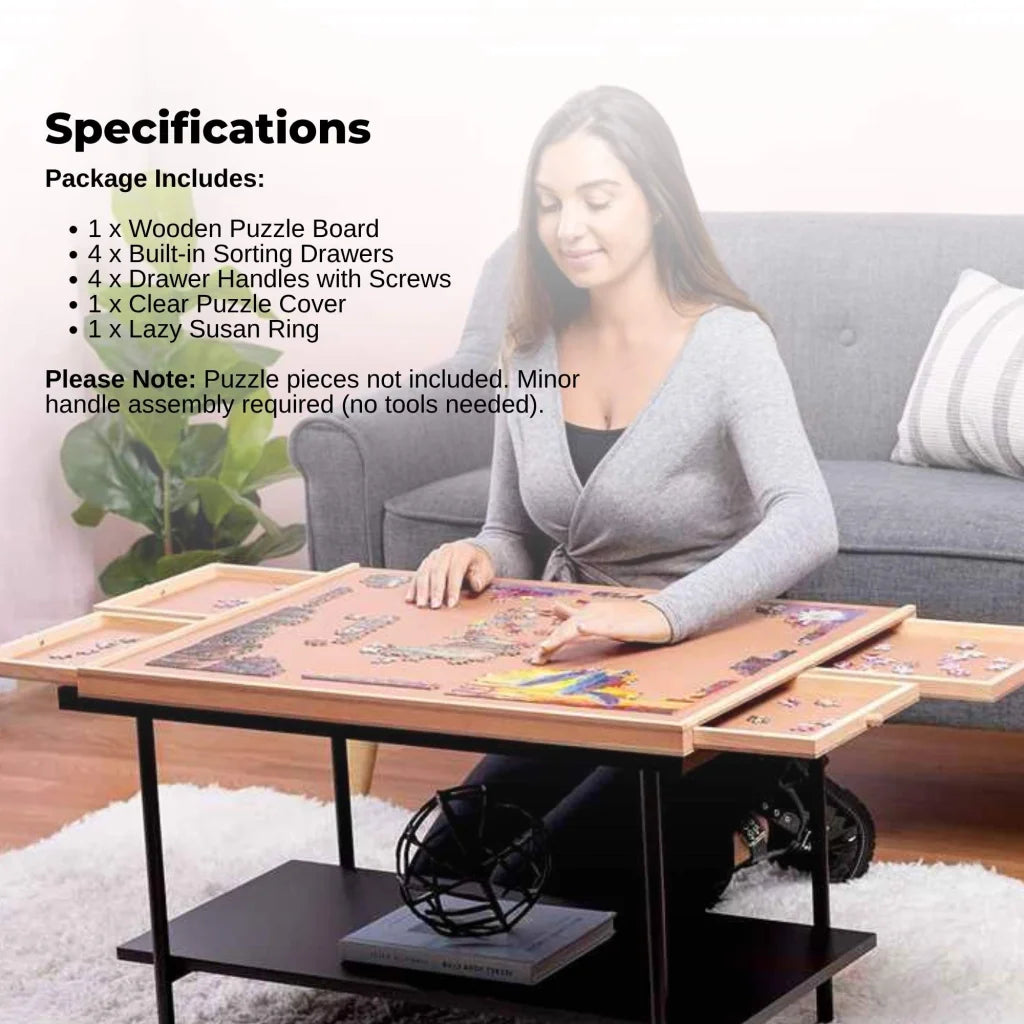 Drawer Cover Wooden Rotating Tabletop Social Hike 1500pcs Puzzle Board 4