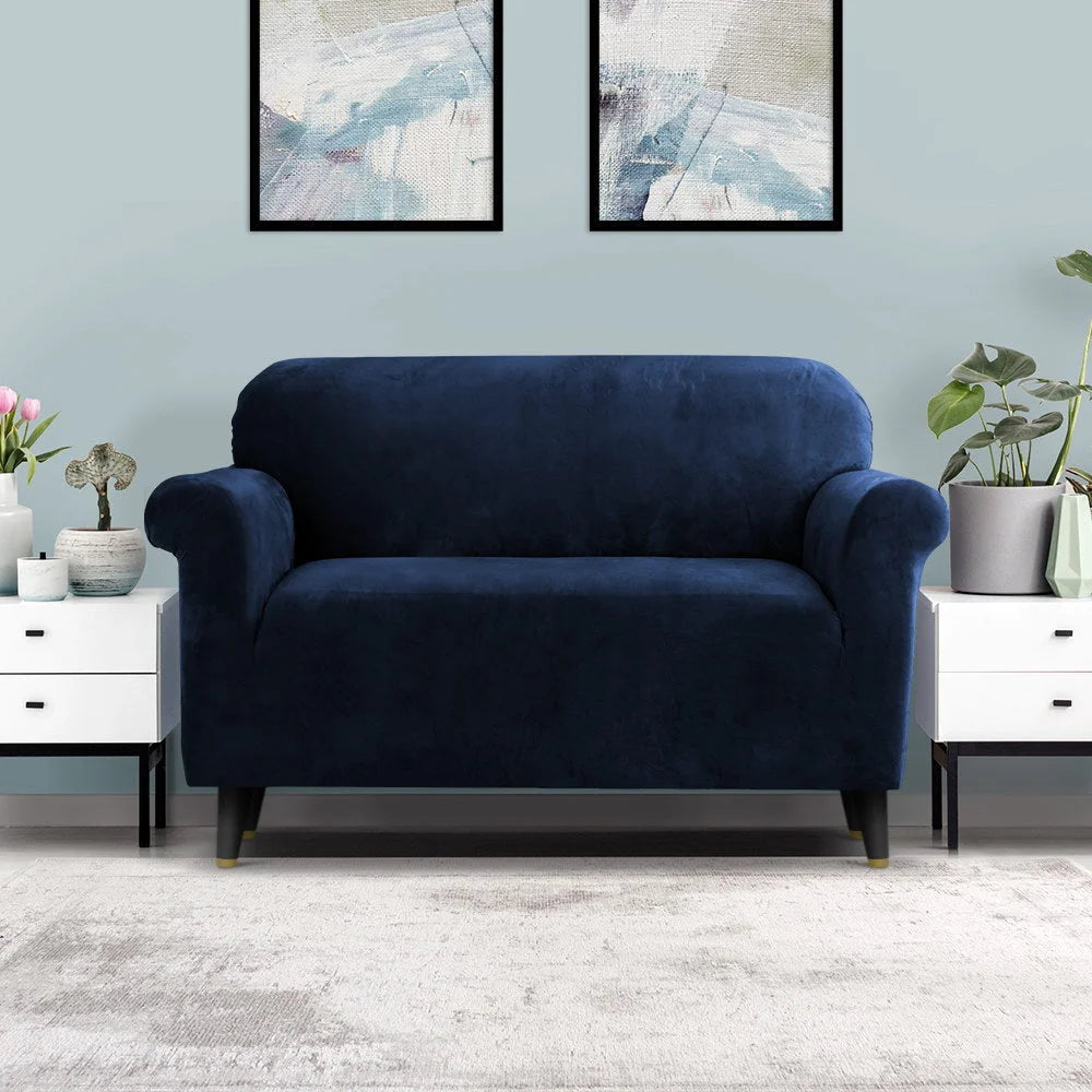 Sofa Cover Couch Covers 2 Seater Velvet sapphire 182