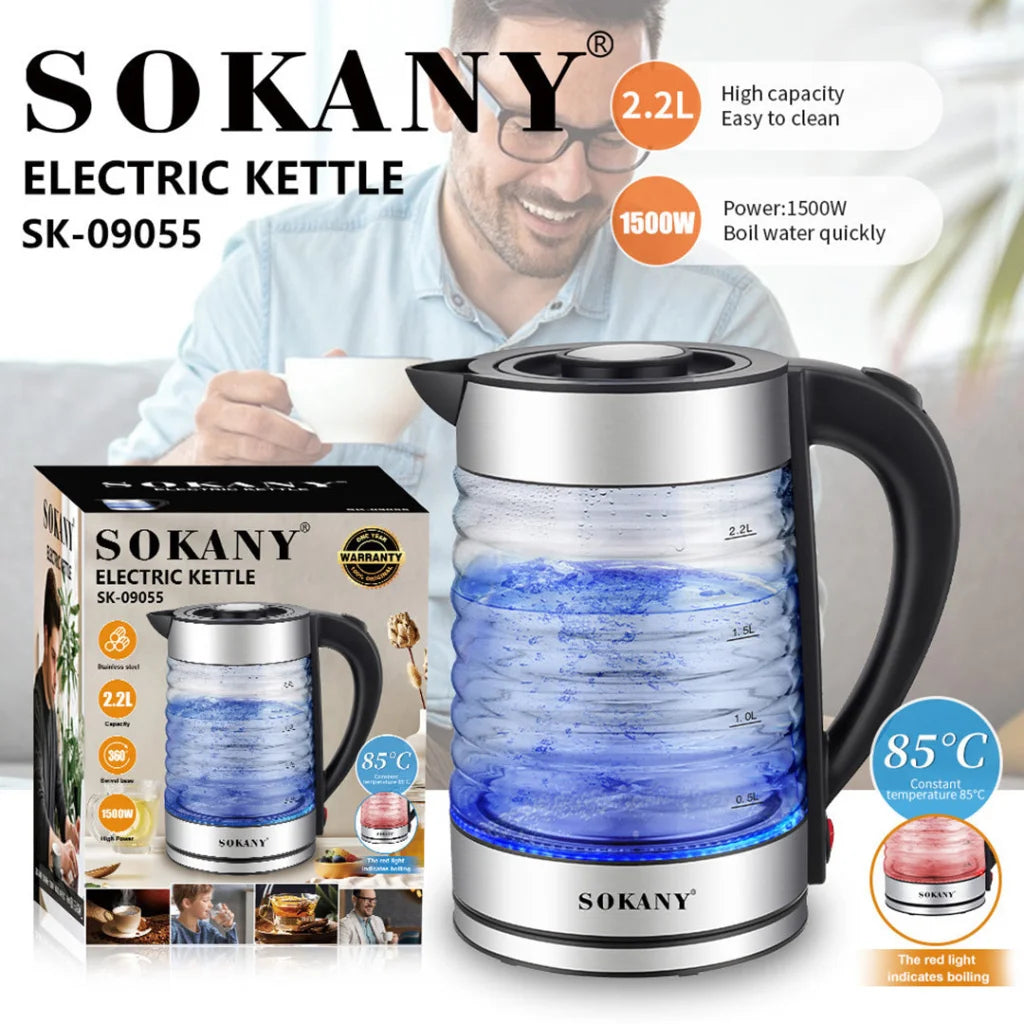 Sokany LED Electric Kettle Stylish Powerful and Safe