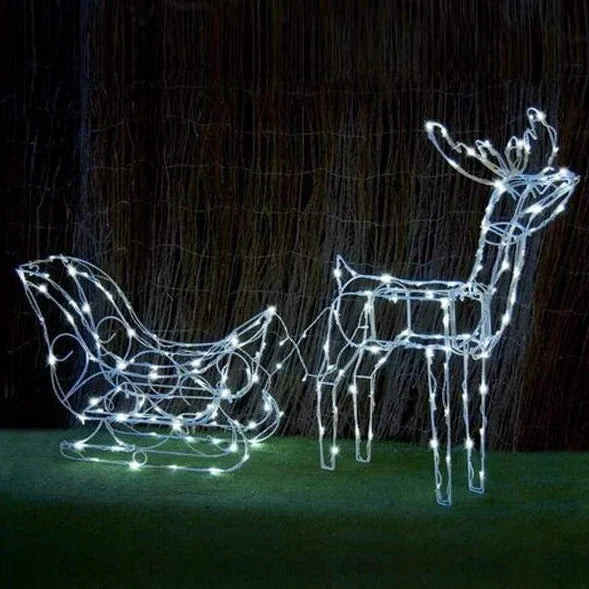 Solar LED Sleigh with Reindeer - 80 cm - Occasions >