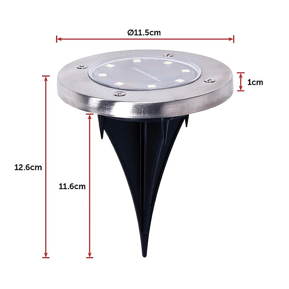 Solar Powered LED Inground Buried Recessed Lights 12x