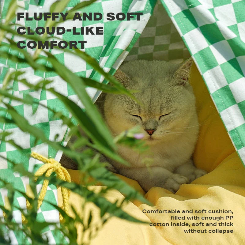 Solid Wood Pet Tent Nest Removable Mattress - Outdoor