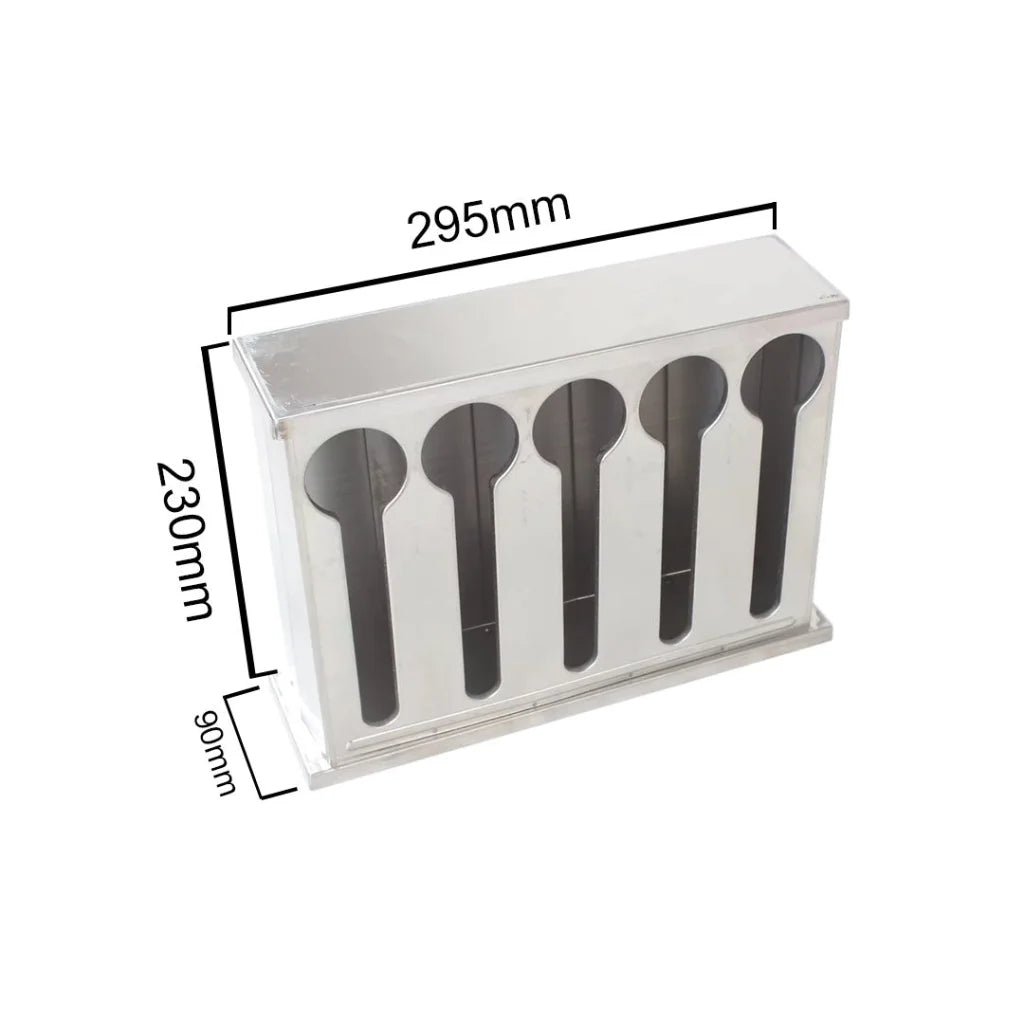 Spoon Utensil Holder Storage Rack Premium Stainless Steel Buffet Restaurant - 5 Holes