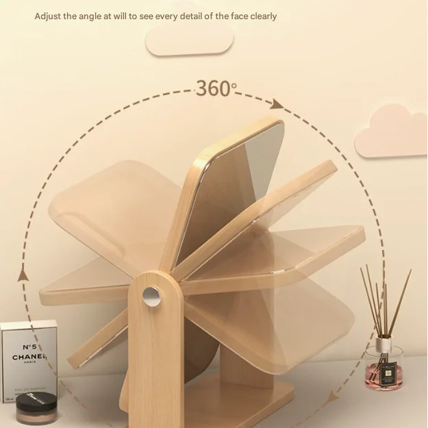 Square Rotating Mirror Tabletop Makeup Mirror - Large